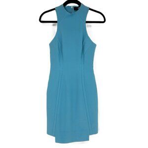 Nicholas Bonded Silk Sleeveless Bodycon Sheath Dress Turquoise Blue Size 2